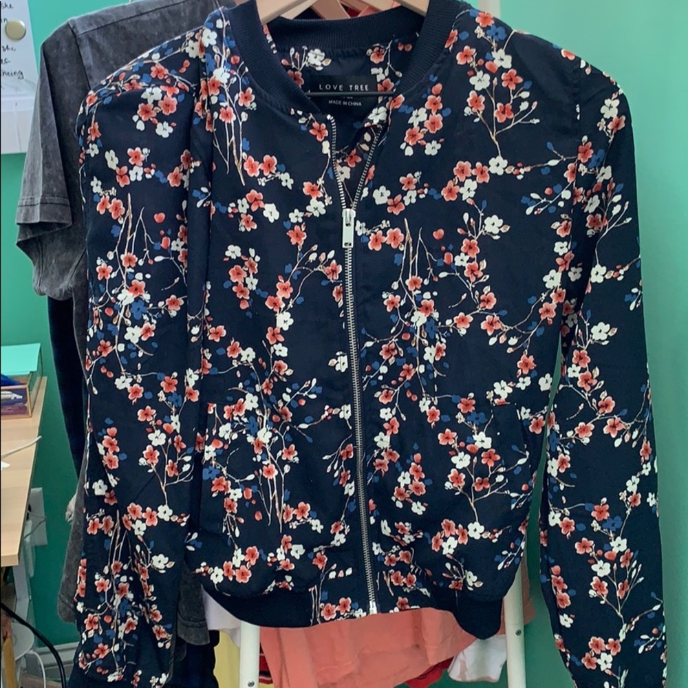 NWT Floral Printed Bomber Jacket